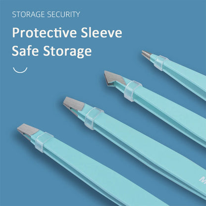 4Pcs High-Quality Eyebrow Tweezer Colorful Hair Beauty Fine Hairs Puller Stainless Steel Slanted Brow Clips Removal Makeup Tools