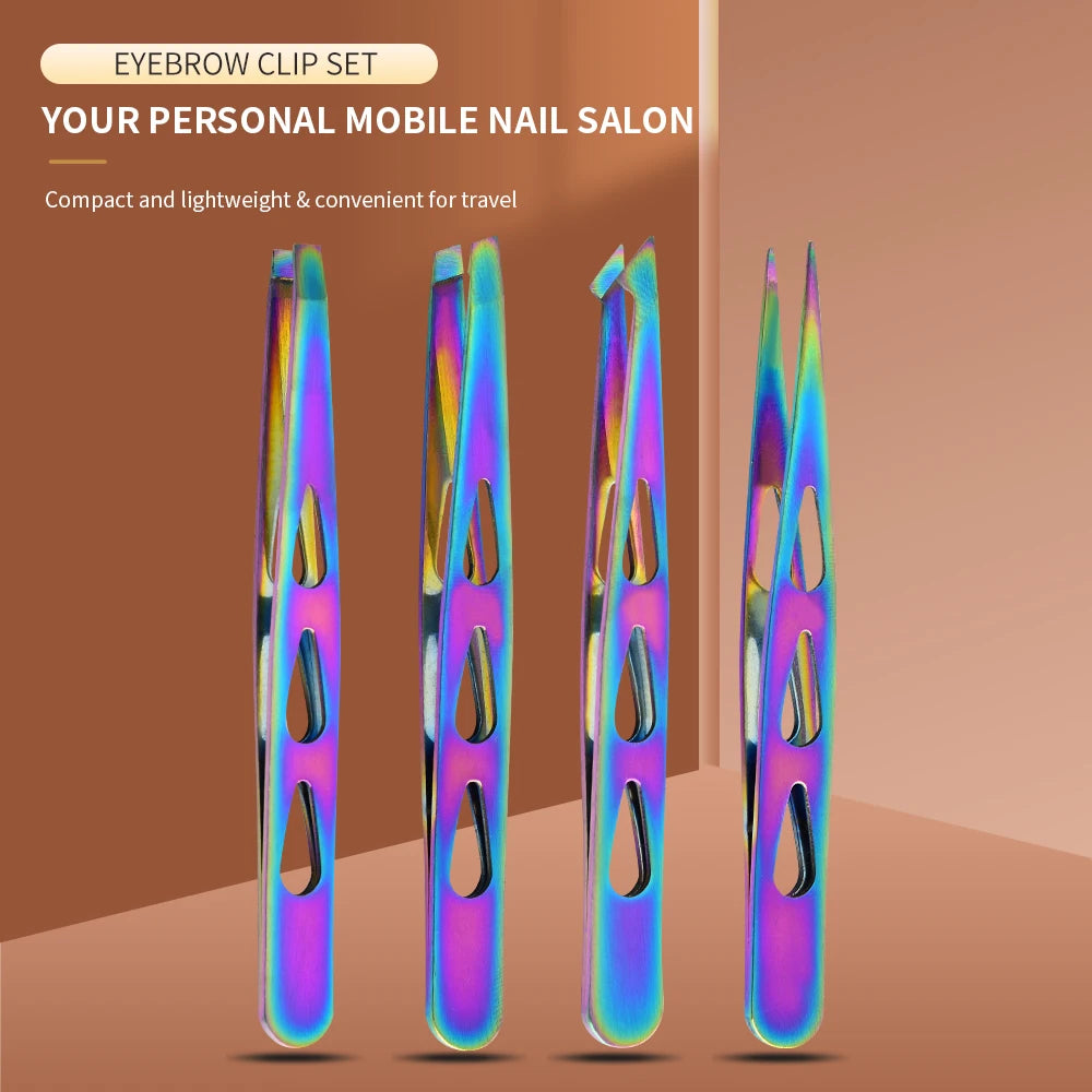 4pcs Eyebrow Tweezers Set - Professional Precision for Brow Shaping, Beard Plucking & False Lash Application,Eyebrow Tool Set