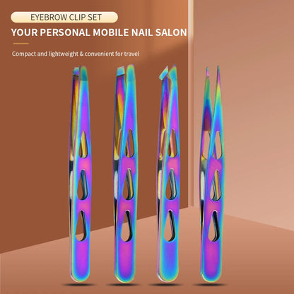 4pcs Eyebrow Tweezers Set - Professional Precision for Brow Shaping, Beard Plucking & False Lash Application,Eyebrow Tool Set