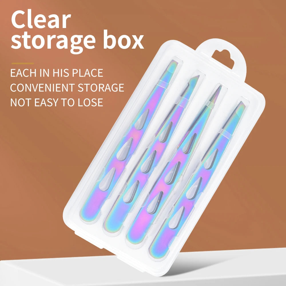 4pcs Eyebrow Tweezers Set - Professional Precision for Brow Shaping, Beard Plucking & False Lash Application,Eyebrow Tool Set