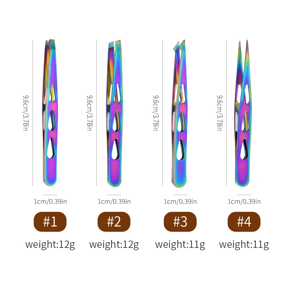 4pcs Eyebrow Tweezers Set - Professional Precision for Brow Shaping, Beard Plucking & False Lash Application,Eyebrow Tool Set