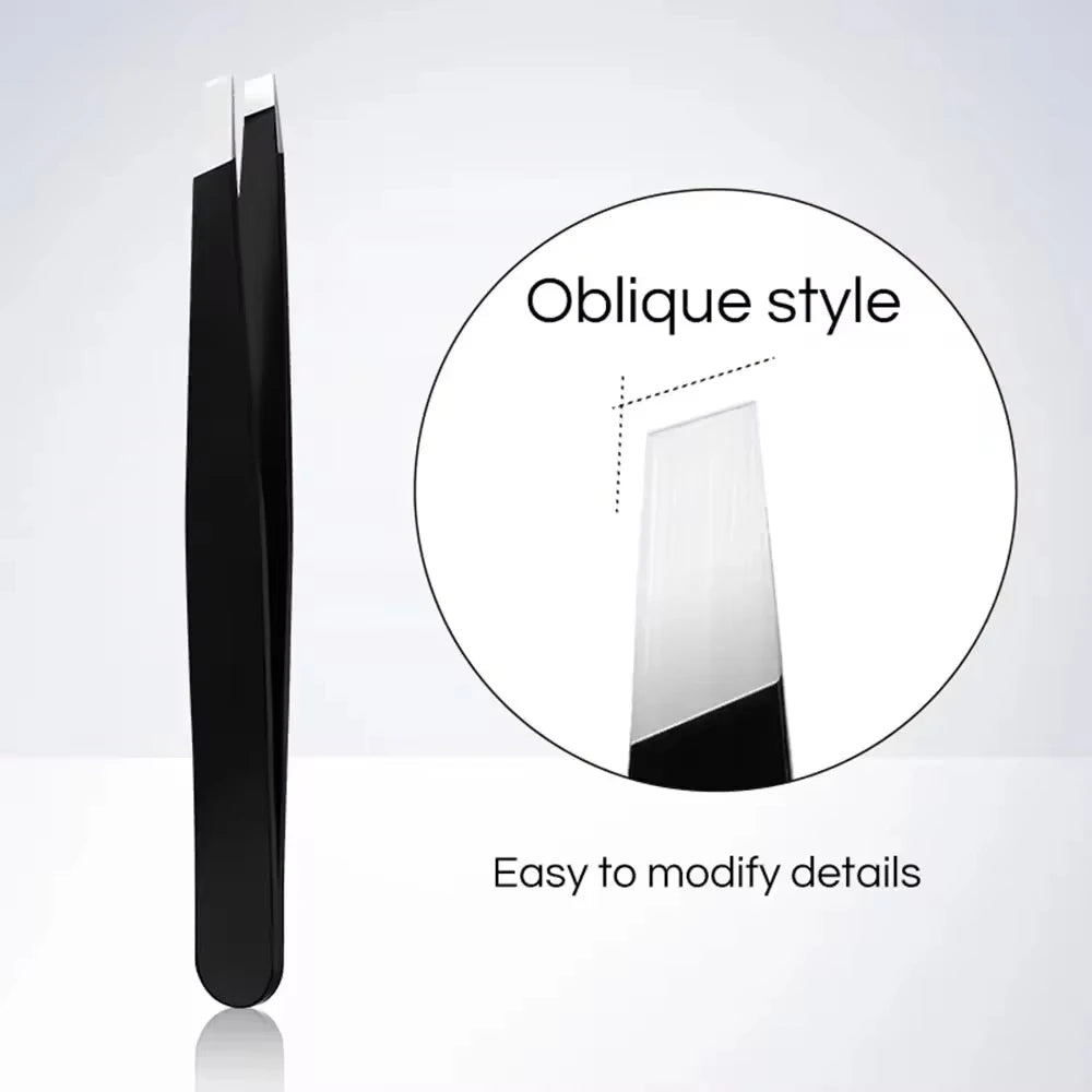 Professional Stainless Steel Precision Tweezer - Slant Tip Hair Plucker for Easy Grooming, Eyebrows & Beardfor-Prtable and Comfo