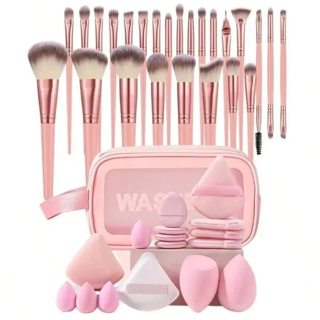 44PCS Makeup Brushes Set Eyeshadow Foundation Highlighter Blush Concealer Female Soft Beauty Tool Puff Beauty Sponges Thumb Puff