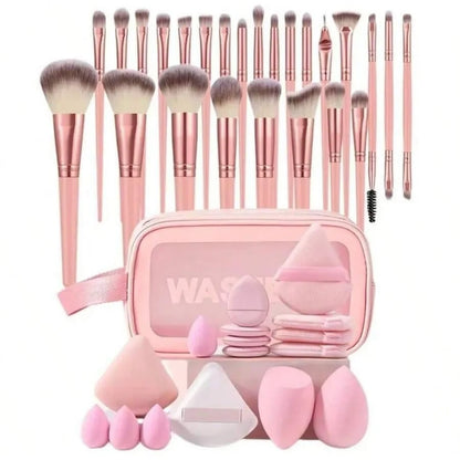44PCS Makeup Brushes Set Eyeshadow Foundation Highlighter Blush Concealer Female Soft Beauty Tool Puff Beauty Sponges Thumb Puff