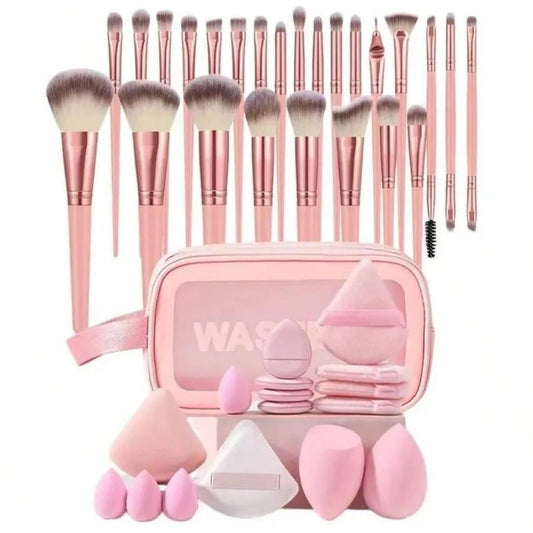 44PCS Makeup Brushes Set Eyeshadow Foundation Highlighter Blush Concealer Female Soft Beauty Tool Puff Beauty Sponges Thumb Puff