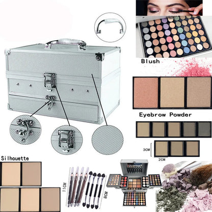 127pcs Professional Makeup Kit for Women Portable All-In-One Cosmetics Set Silvery Gift Box Ideal for Mother's Day