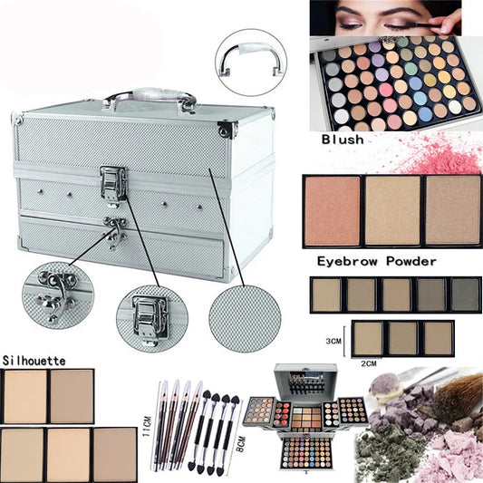 127pcs Professional Makeup Kit for Women Portable All-In-One Cosmetics Set Silvery Gift Box Ideal for Mother's Day