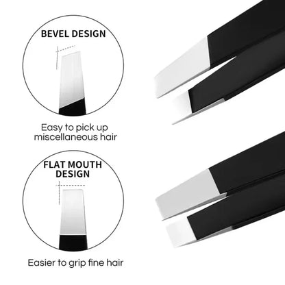 Professional Stainless Steel Precision Tweezer - Slant Tip Hair Plucker for Easy Grooming, Eyebrows & Beardfor-Prtable and Comfo