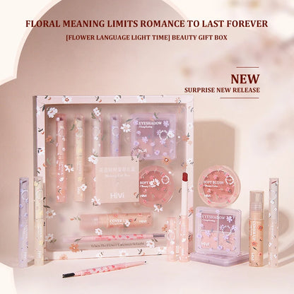 Hivi Flower makeup set Gift box Velvet lip glaze lipstick 8-piece holiday gift for girlfriend's wife