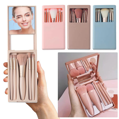 5pcs Mini Complete Function Cosmetic Brushes Kit ，Easy-taken Travel Makeup Brush Set, Two styles to choose from (with mirror)