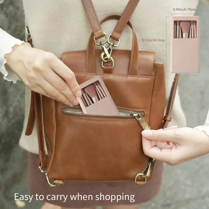 5pcs Mini Complete Function Cosmetic Brushes Kit ，Easy-taken Travel Makeup Brush Set, Two styles to choose from (with mirror)