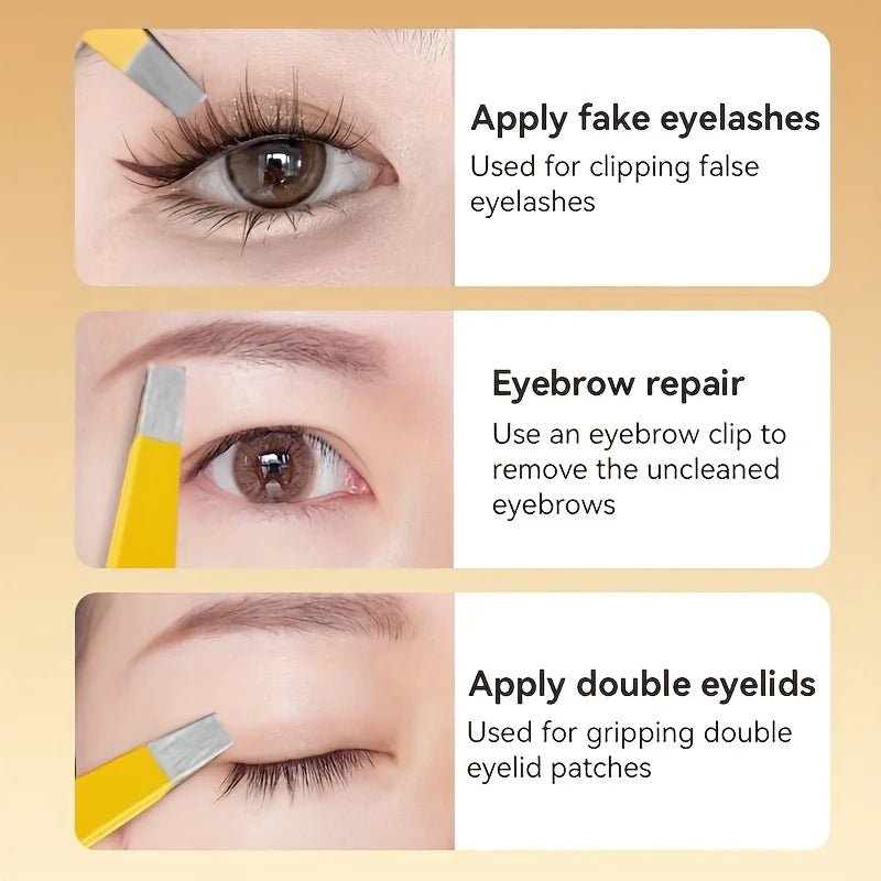 4pcs Stainless Steel Eyebrow Tweezers Precision Slanted Tip for Fine Hair Removal Eyebrow Grooming & Makeup Christmas Gift