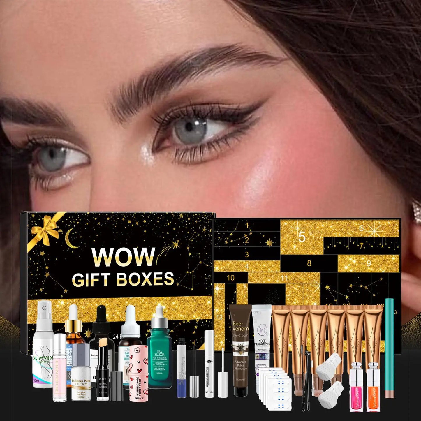 24 Days Beauty Advent Calendar Makeup Set Christmas Countdown Calendar Make up Calendar Lipstick Eye Shadow Cosmetic