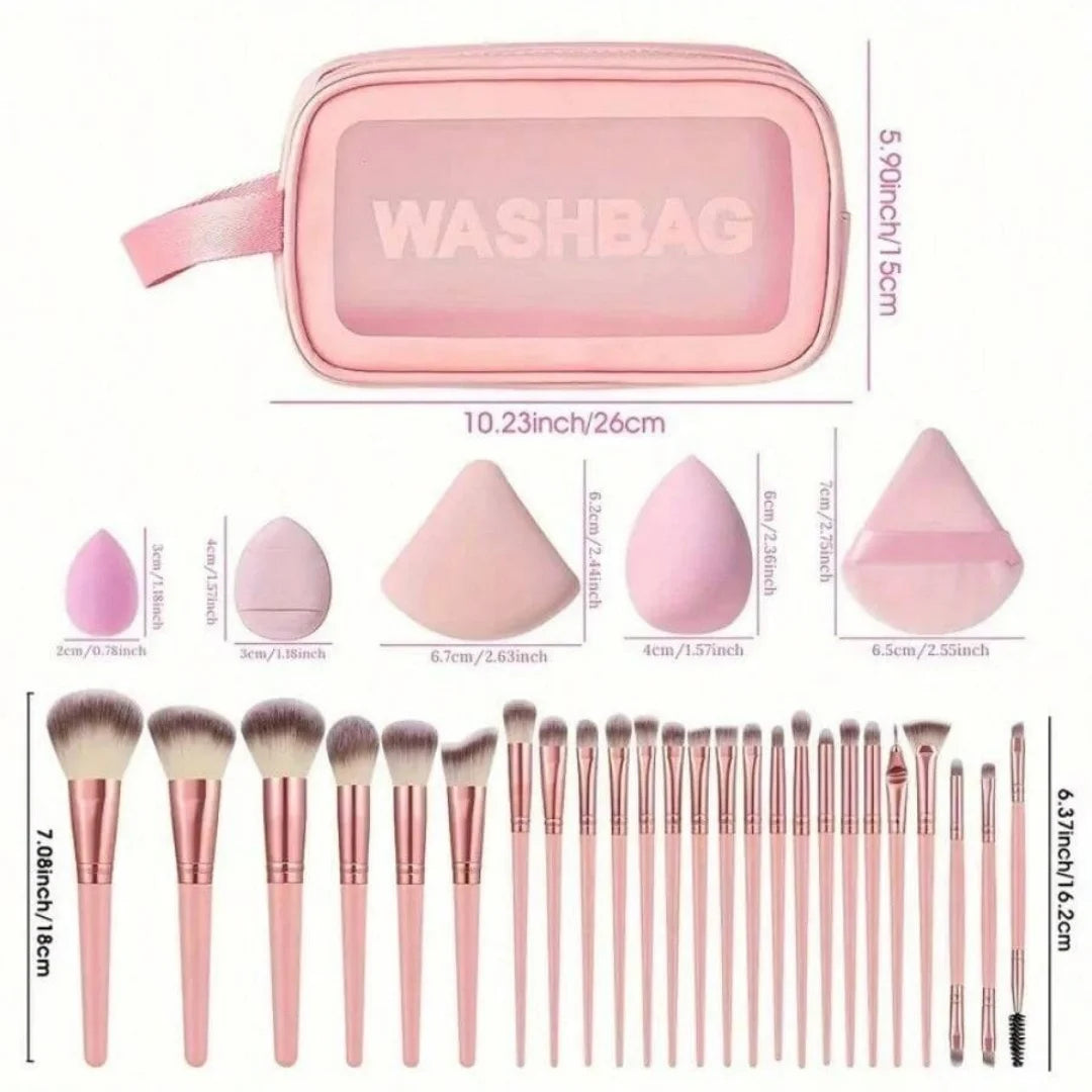 44PCS Makeup Brushes Set Eyeshadow Foundation Highlighter Blush Concealer Female Soft Beauty Tool Puff Beauty Sponges Thumb Puff