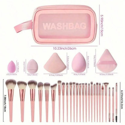 44PCS Makeup Brushes Set Eyeshadow Foundation Highlighter Blush Concealer Female Soft Beauty Tool Puff Beauty Sponges Thumb Puff