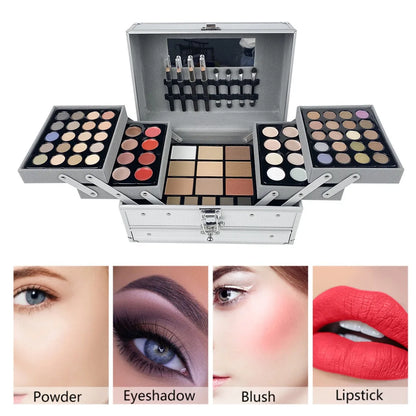 127pcs Professional Makeup Kit for Women Portable All-In-One Cosmetics Set Silvery Gift Box Ideal for Mother's Day