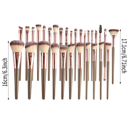 67-Piece Makeup Brush Set - 30 Cosmetic Brushes & Sponges in Brown, Full Face Foundation Eyeshadow Blending Kit with Pouch