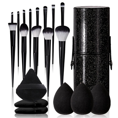 20pcs Makeup Brushe set Premium Synthetic Powder Foundation brush +Sparkling storage bucket and 6 makeup sponge powder puffs