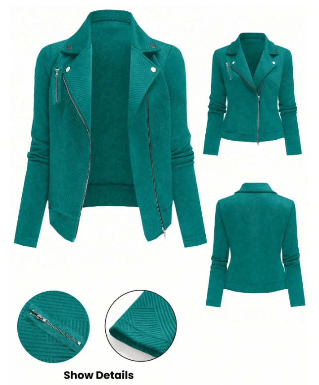 GlowEve Women's Textured Moto Jacket