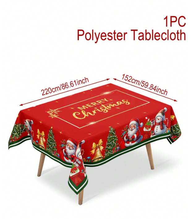 Merry Christmas Round Tablecloth Cover