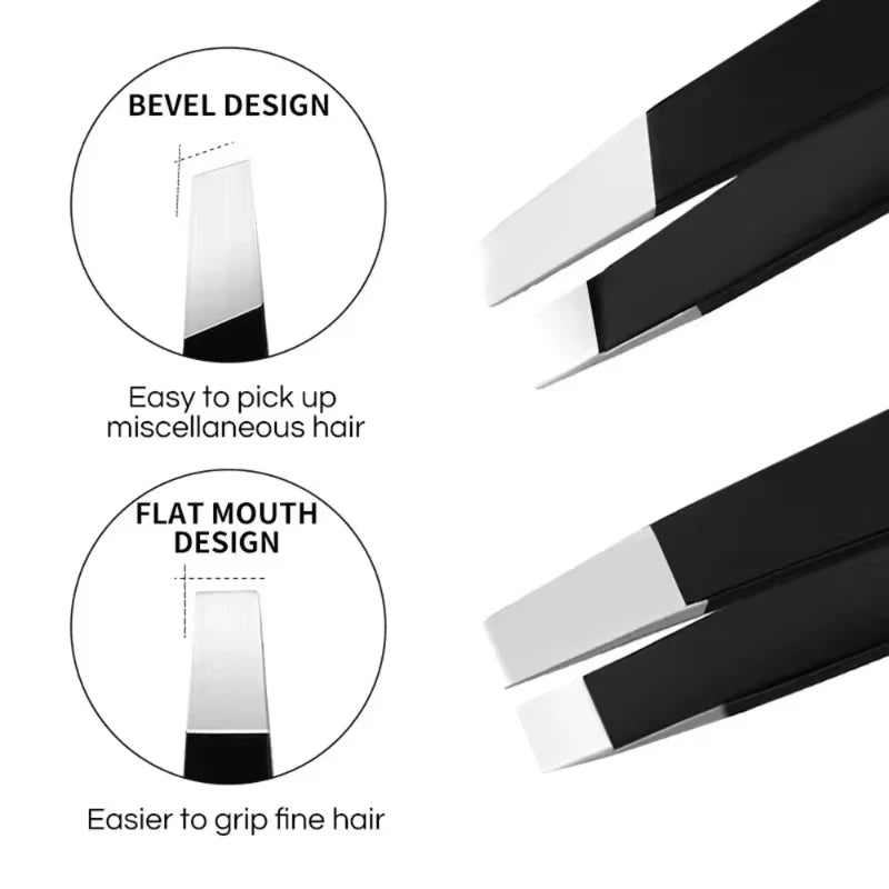 Professional Stainless Steel Precision Tweezer - Slant Tip Hair Plucker for Easy Grooming, Eyebrows & Beardfor-Prtable and Comfo