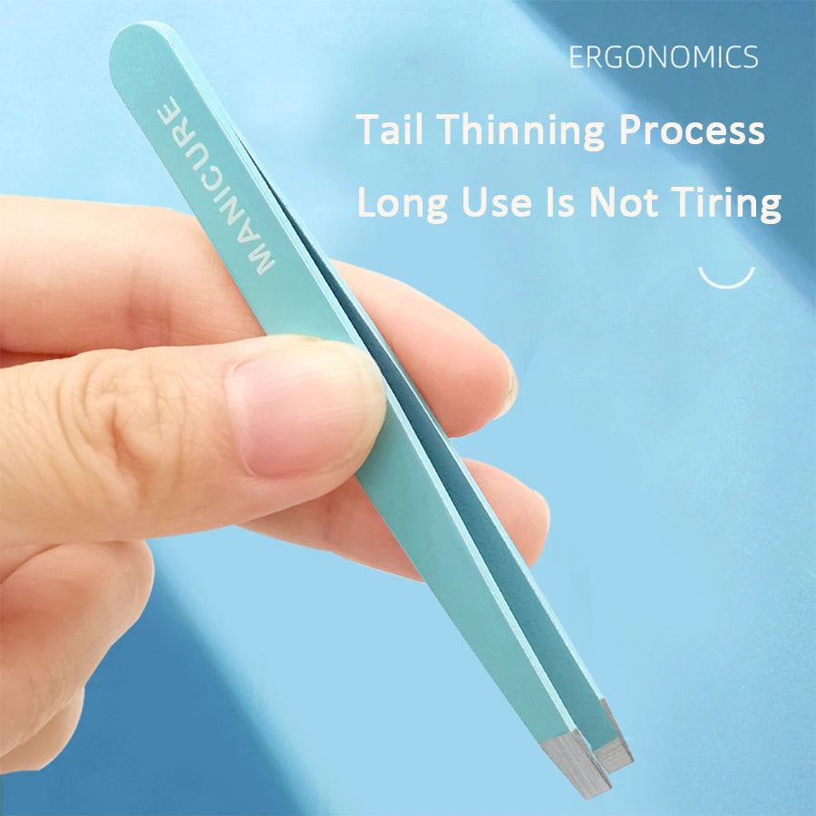 4Pcs High-Quality Eyebrow Tweezer Colorful Hair Beauty Fine Hairs Puller Stainless Steel Slanted Brow Clips Removal Makeup Tools