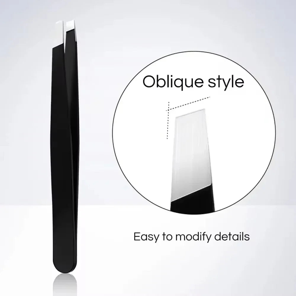 Professional Stainless Steel Precision Tweezer - Slant Tip Hair Plucker for Easy Grooming, Eyebrows & Beardfor-Prtable and Comfo