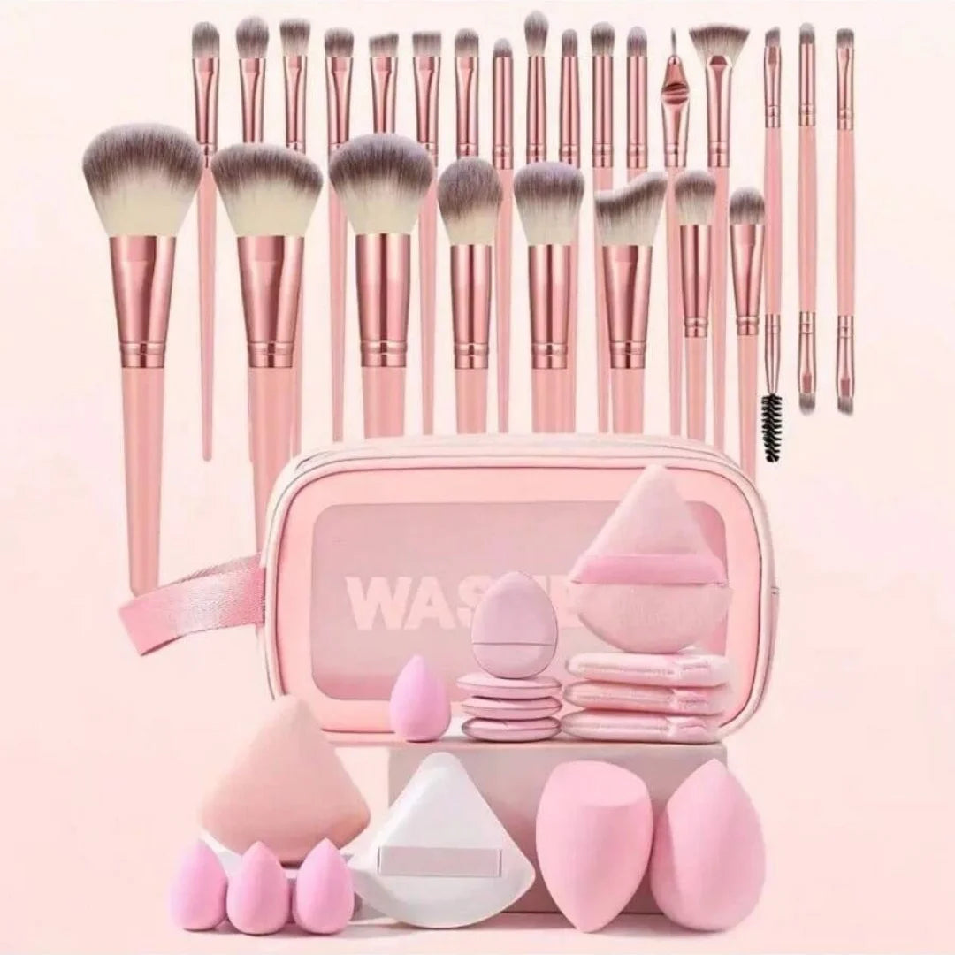 44PCS Makeup Brushes Set Eyeshadow Foundation Highlighter Blush Concealer Female Soft Beauty Tool Puff Beauty Sponges Thumb Puff