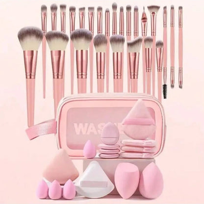 44PCS Makeup Brushes Set Eyeshadow Foundation Highlighter Blush Concealer Female Soft Beauty Tool Puff Beauty Sponges Thumb Puff