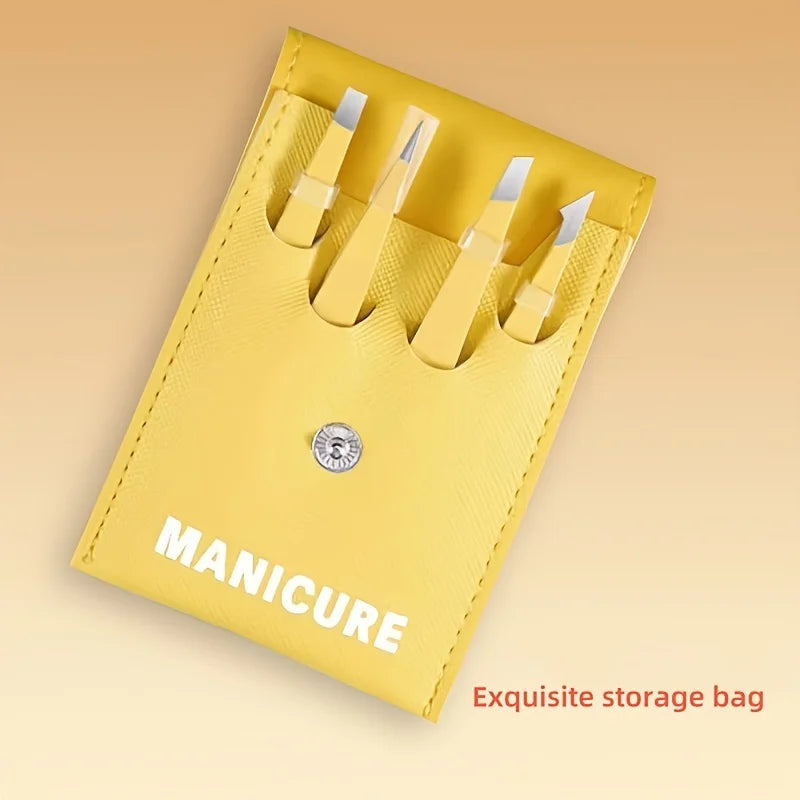 4pcs Stainless Steel Eyebrow Tweezers Precision Slanted Tip for Fine Hair Removal Eyebrow Grooming & Makeup Christmas Gift