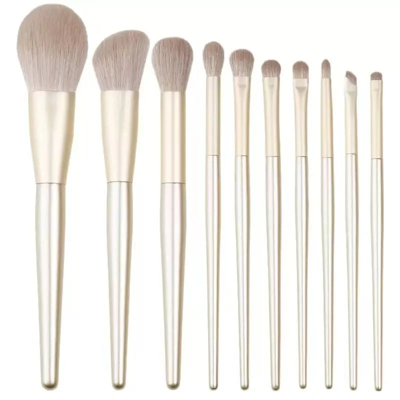 10pcs/ Professional Makeup Brush Set - with soft nylon bristles, especially suitable for makeup beginners and students